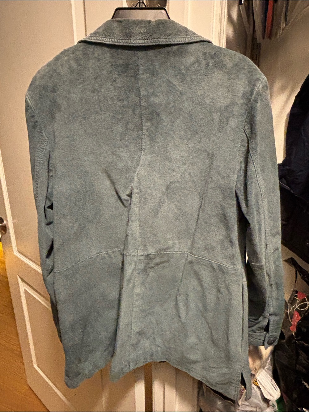 Slate blue women’s vintage leather jacket - Picture 2 of 3